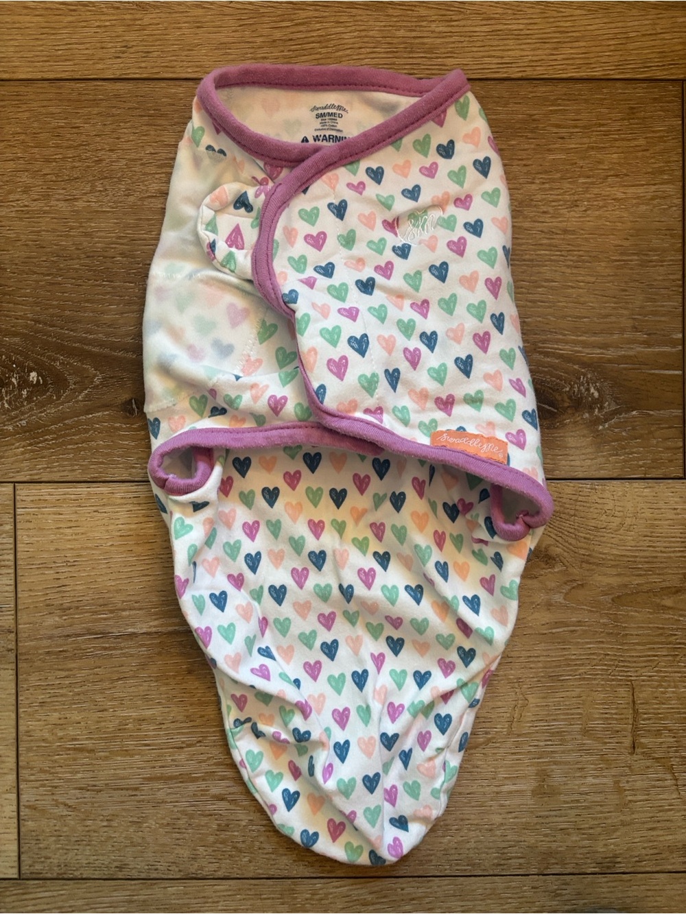 SwaddleMe Purple-Trim Heart Print Baby Swaddle